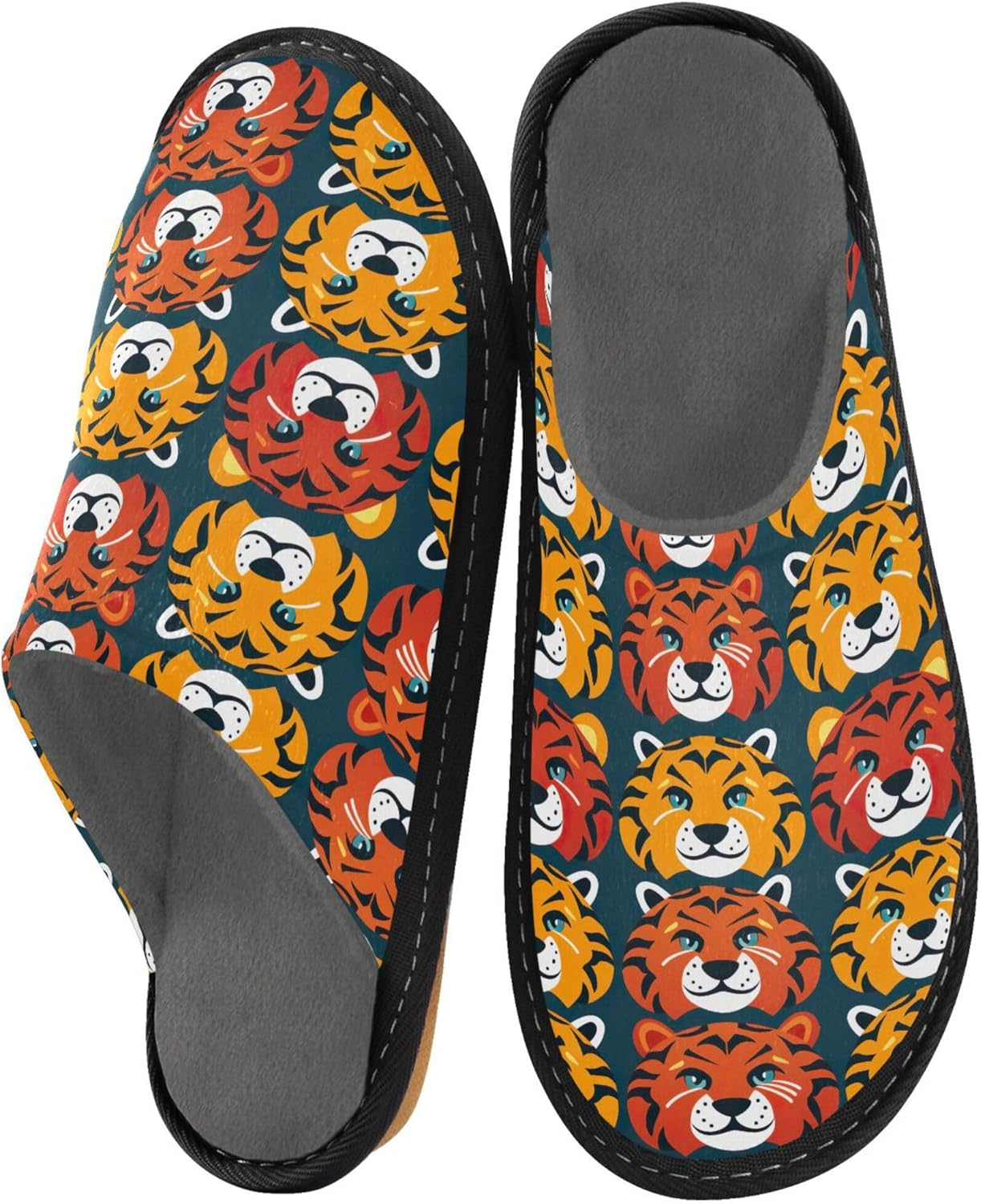 Cute Tiger House Slippers – Cozy Fuzzy Slippers for Guests, Washable & Disposable, Perfect for Shoeless Home, Spa & Hotel Use A112238