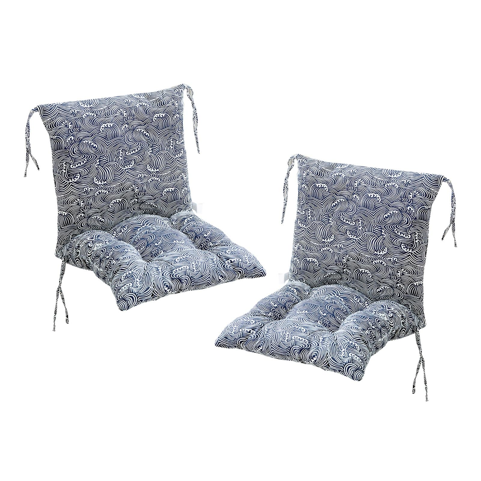 Low Back Cushion and Seat Cushion Set - Pack of 2 Chair Cushions with Straps, 40 x 80 cm Garden Chair Cushion with Removable Backrest - Ultimate Comfort for Your Outdoor Seating
