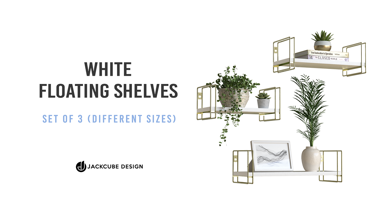 Amazon.com: J JACKCUBE DESIGN White Wood Floating Shelves, Set of