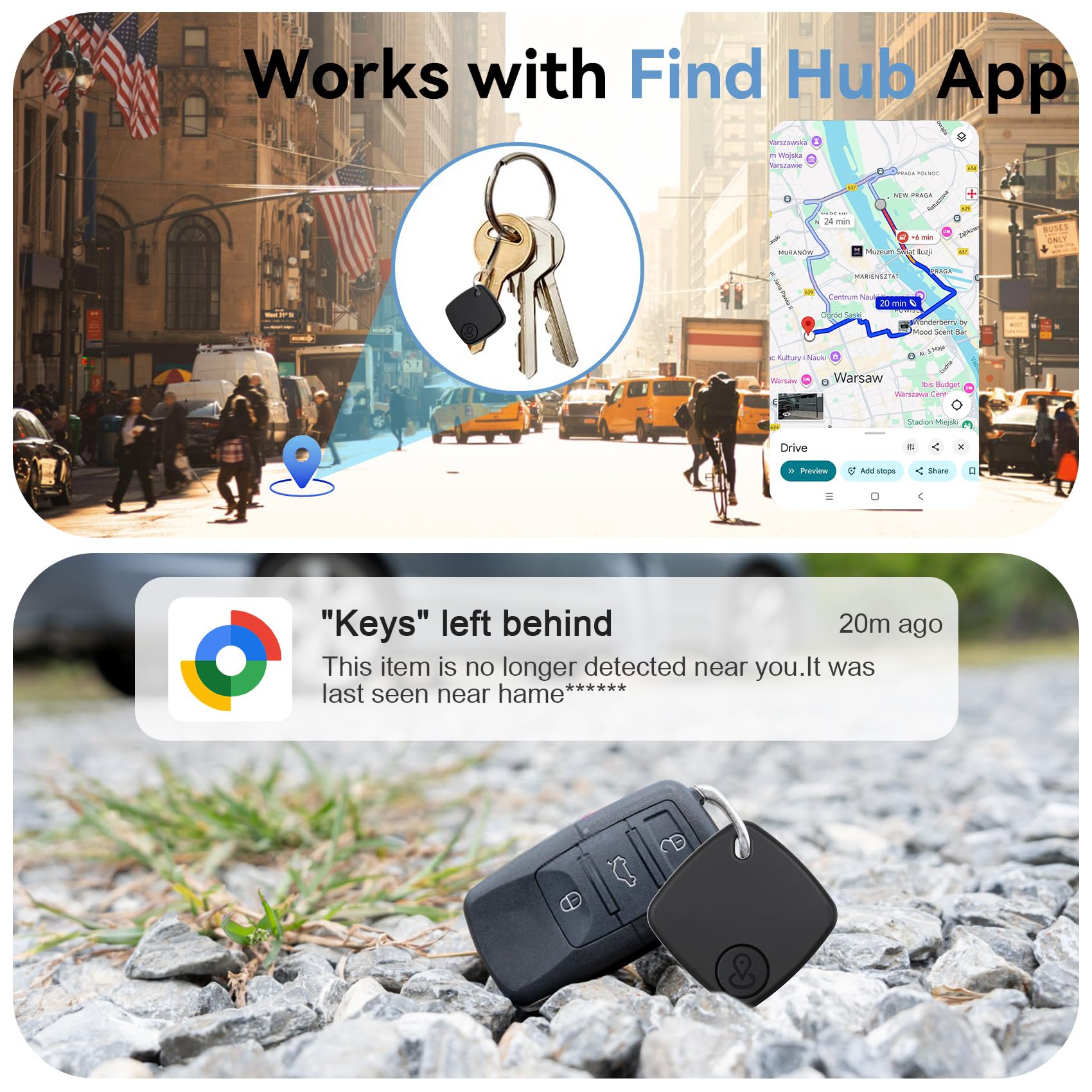 Smart Tracker Bluetooth 4 Pezzi IP67 Impermeabile Compatibile con Google Find Hub per Chiavi Bagagli Valigie (nero)