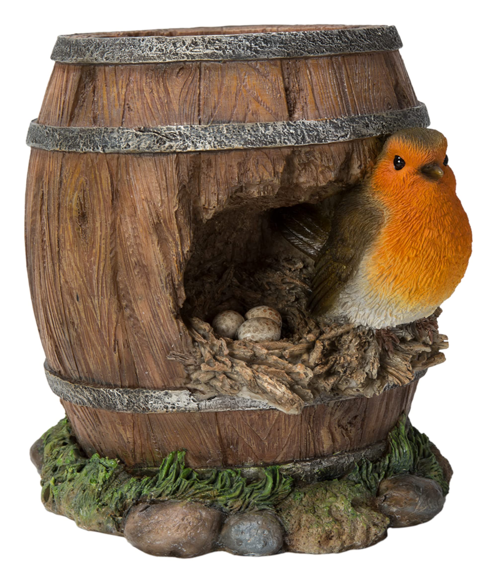 Vivid Arts - Wall Hanging Robin Water Barrel with Nest Home or Garden Decoration (WH-RB06-D)