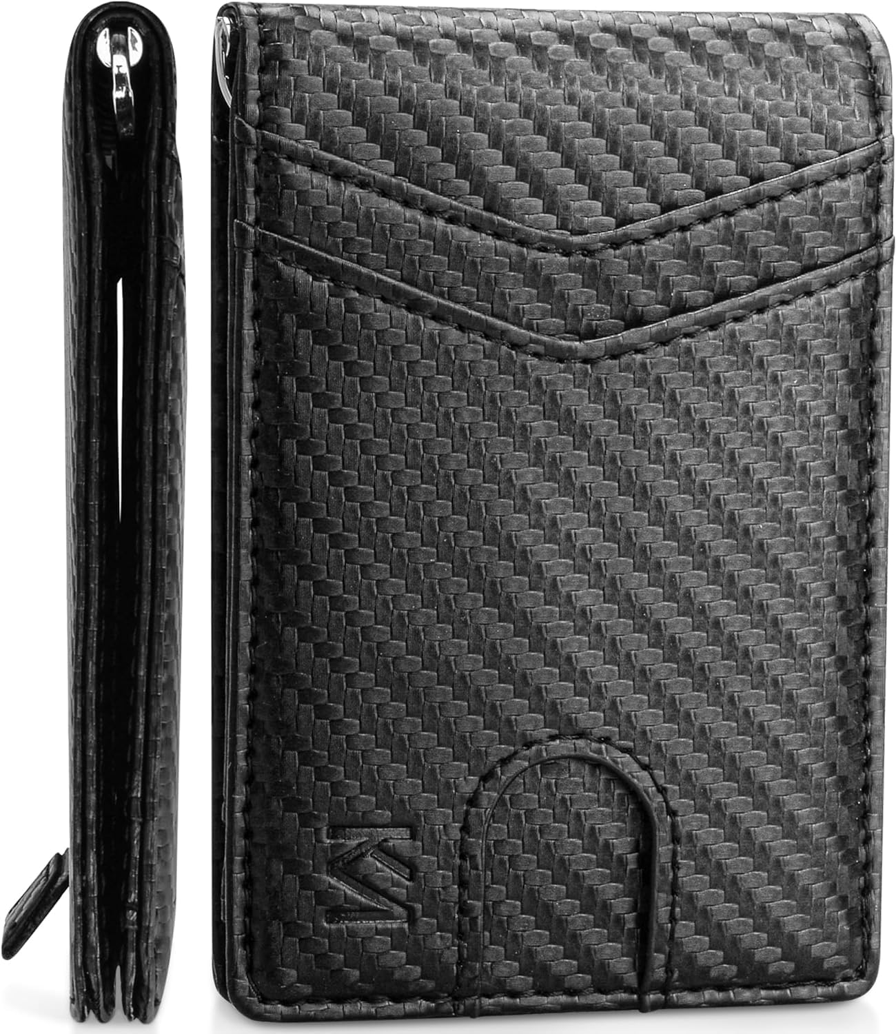 KM Legend RFID Blocking Leather Money Clip Wallet for Men - Slim Bifold Front Pocket Credit Card Holder with Secure Clip