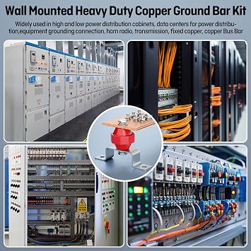 20 Copper Bus Bar,Ground Bar Kit,36 x 1/4 Holes and 9 x 5/16 Holes with 2X2 Standoff Insulators,2500V (20 Multipurpose Copper Bar)