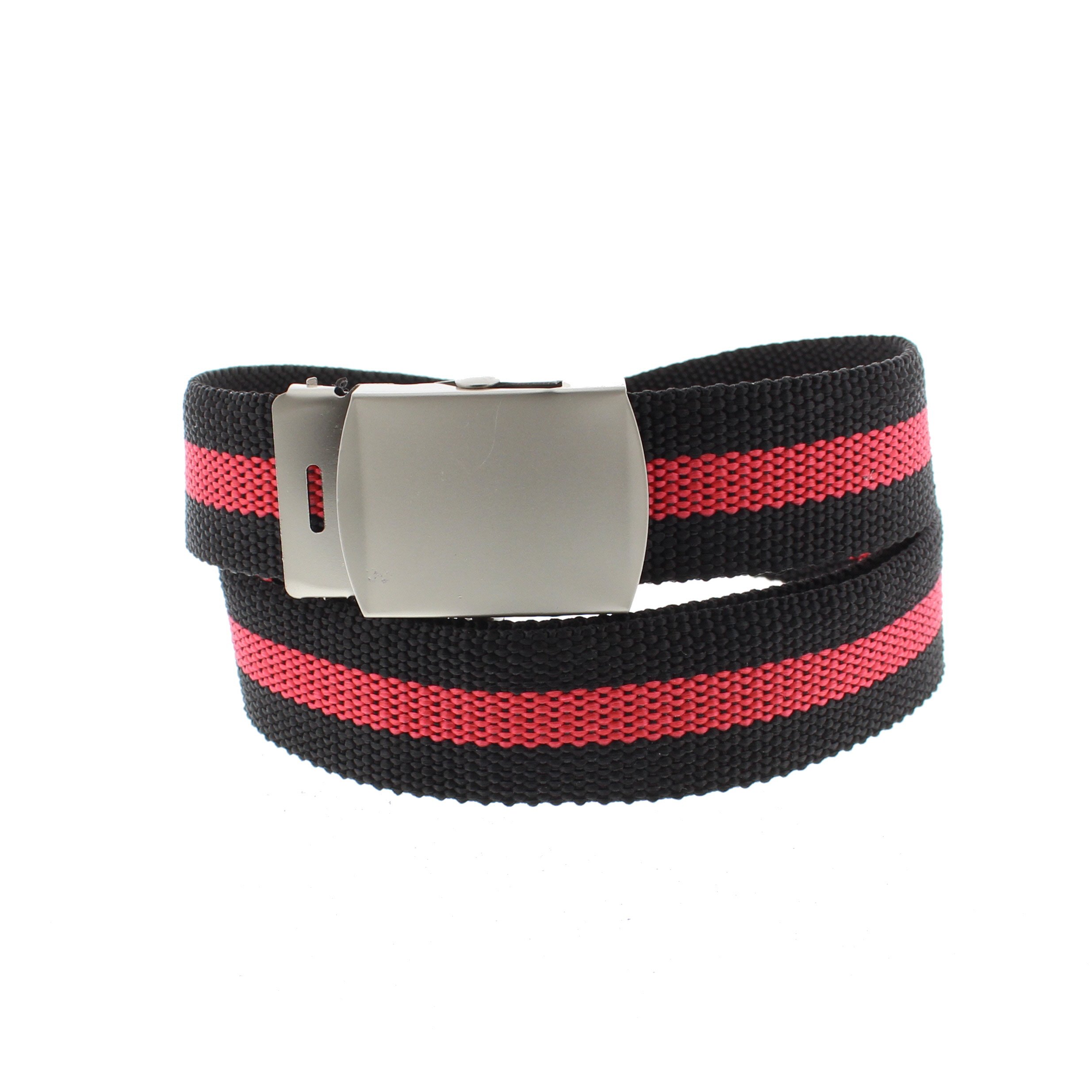 Zac's Alter Ego Adjustable Striped Canvas Webbing Belt with Shiny Slider Buckle