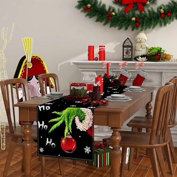 Christmas Table Runner Merry Christmas Tablecloth Winter New Year Xmas Decorations and Supplies for Home Kitchen Table-1390''
