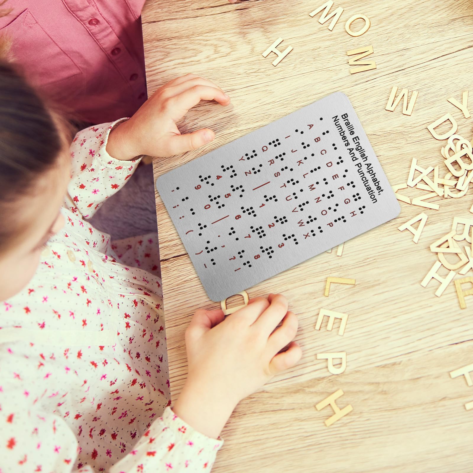 Tablero de Práctica de Braille y Números de Acero Inoxidable con Puntos en Relieve Diseño para Principiantes para Niños Ciegos Adecuado para Educación en Aula