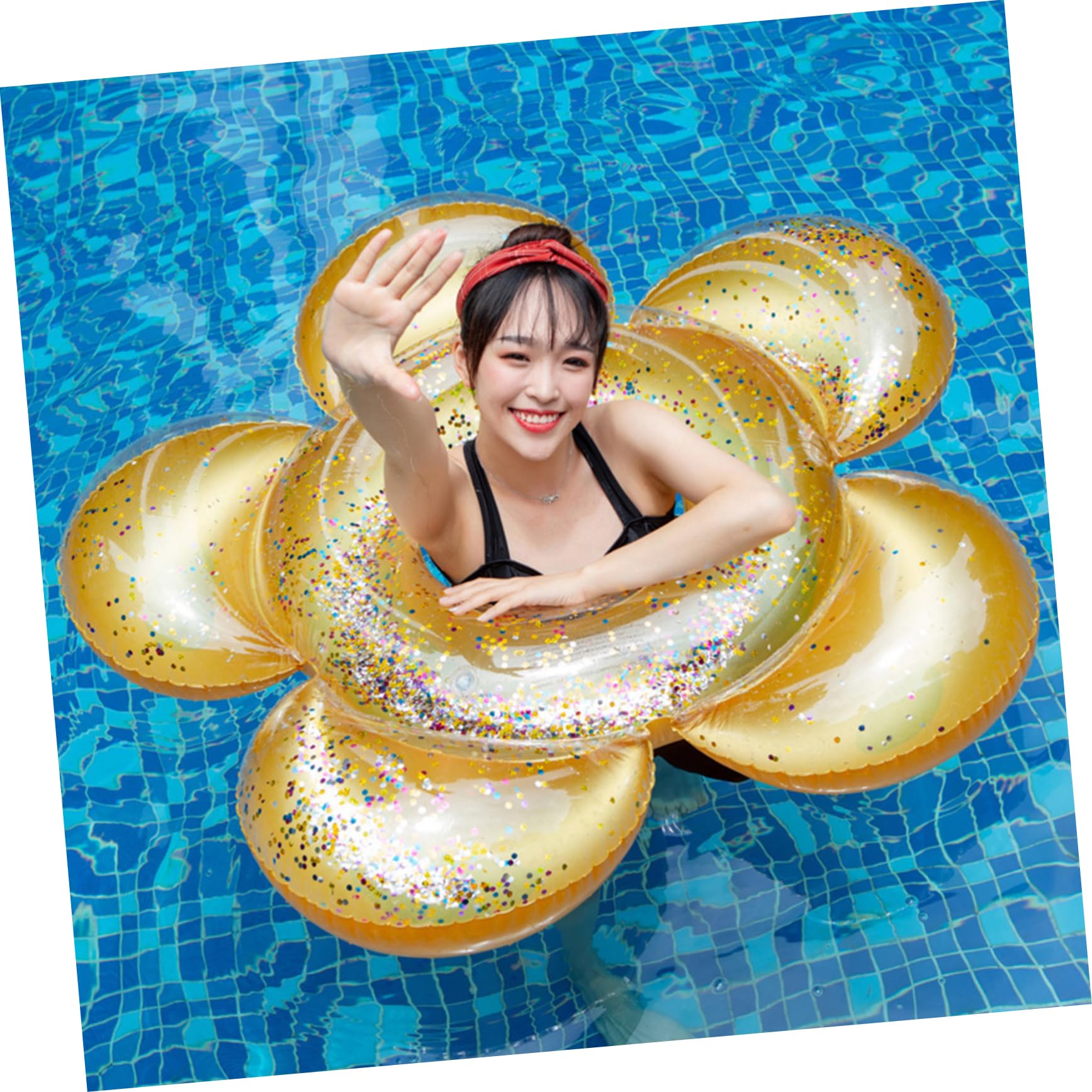GOOHOCHY Inflatable Flower Swim Ring Float for Summer for Family Fun and Pool Parties
