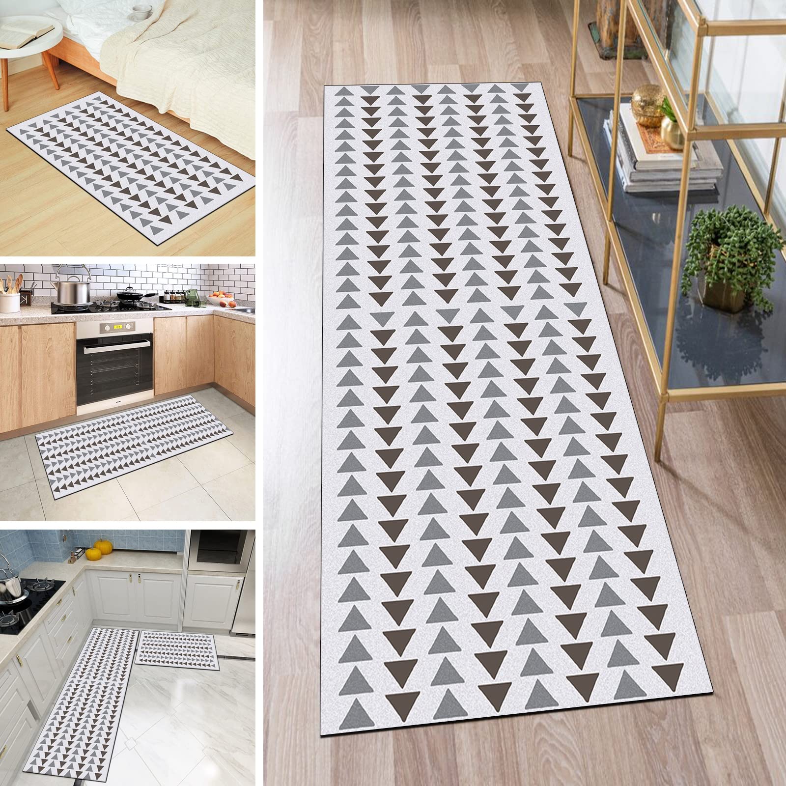 Alfombra de pasillo moderna gris de 90 x 250 cm lavable y venta por metros