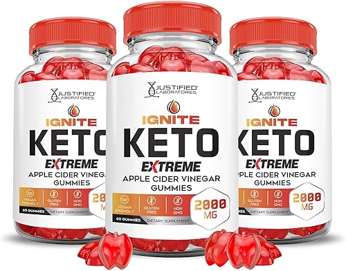 Paquete de 3 gomitas Ignite Keto ACV Extreme 2000 mg Advanced Ignite Keto Gummies Vinagre de sidra de manzana formulado con jugo de granada