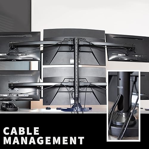 Miniatura 5 de VIVO Monitor LCD hexagonal altura ajustable 6 pantalla soporte de montaje de escritorio para pantallas de hasta 27 pulgadas, STAND-V006F