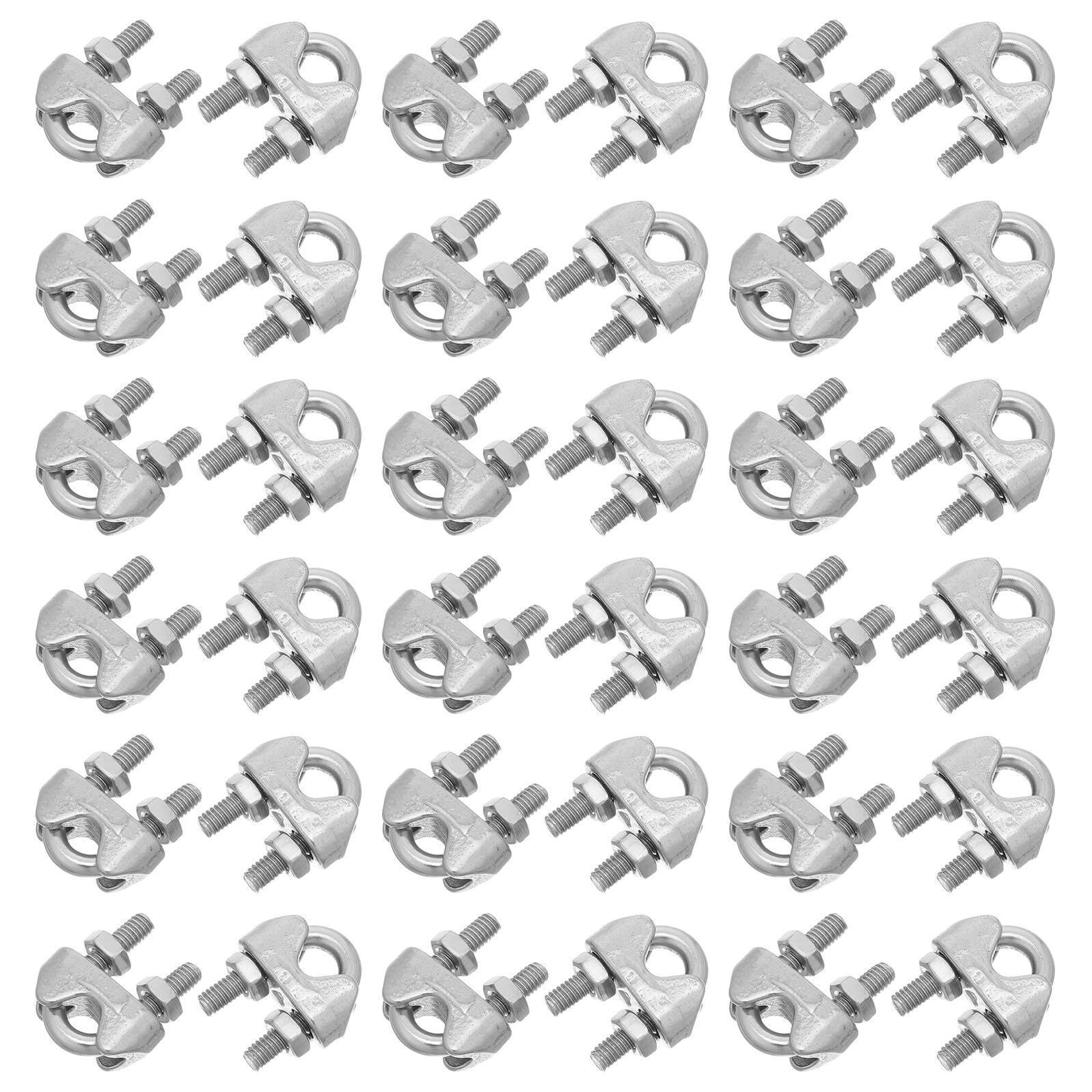 LIFKOME 40 Pezzi morsetti di corda fascette per cavi Clip di corda fermacavo morsetto per fune serracavo in acciaio Silver