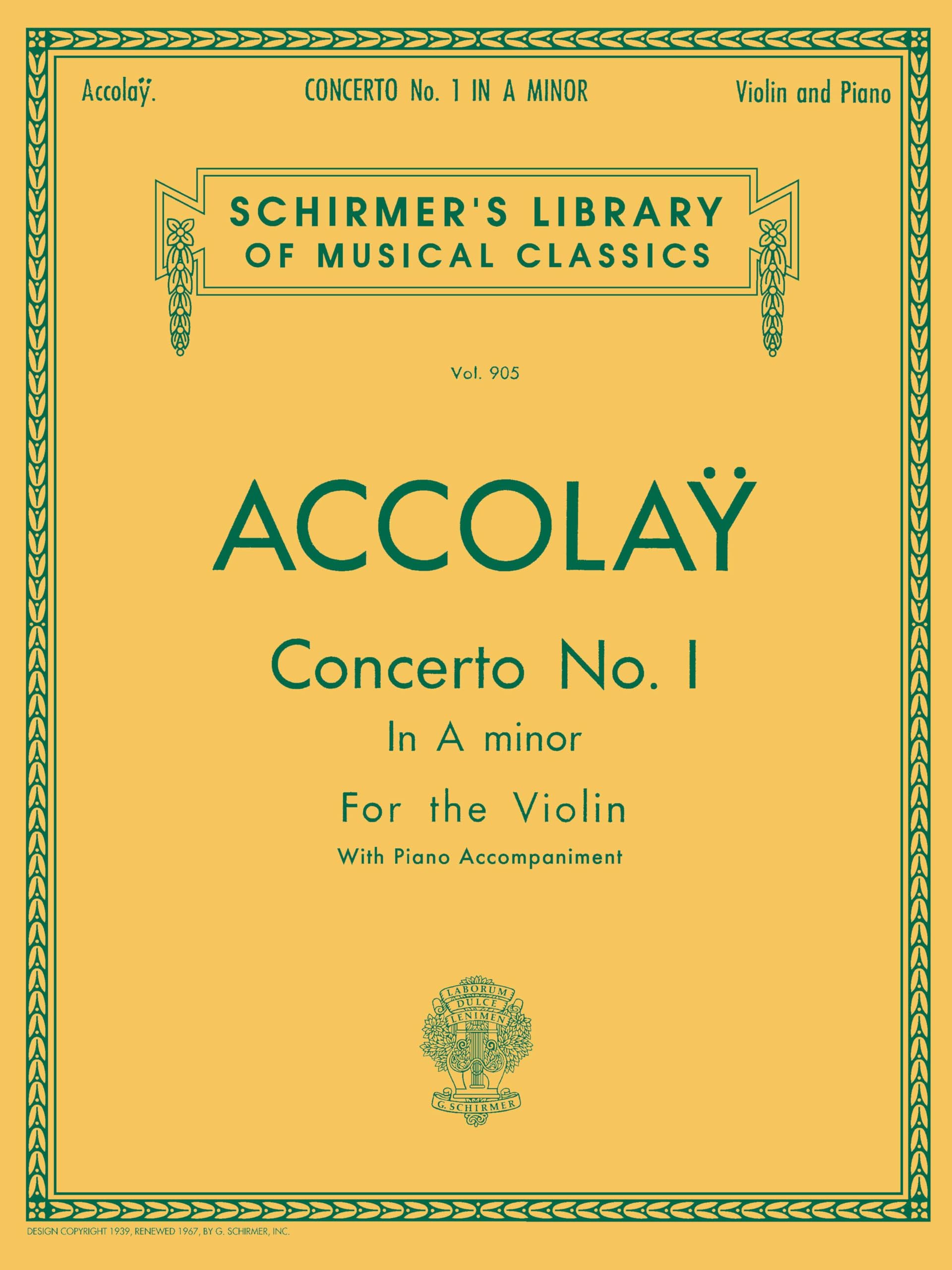 Concerto No. 1 in A Minor: (reduction for Violin and Piano)