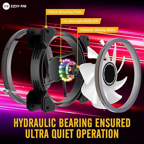 Miniatura 6 de EZDIY-FAB 120mm Computer Case Fan,Motherboard Aura Sync Fan,High Airflow,Speed Adjustable,ARGB Fan with Fan Hub and Remote-3 Pack