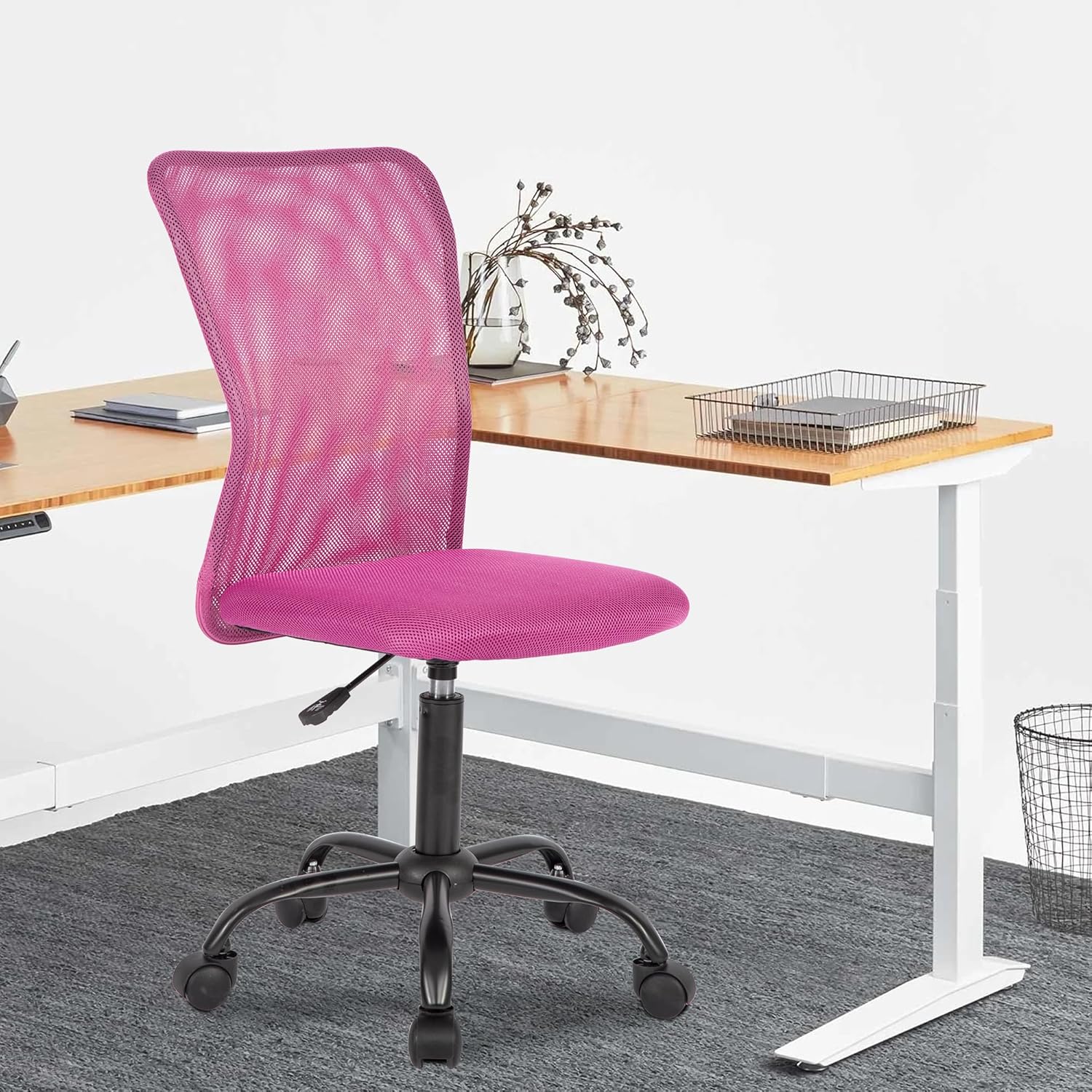 PayLessHere Office Chair Desk Chair Ergonomic Mesh Computer Chair Back Support Modern Executive Mid Back Rolling Swivel Back Support Chair for Home Office, Pink