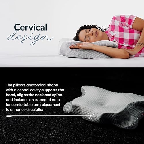 Miniatura 7 de IWS I WANNA SLEEP Cervical Original Neck Plus Charcoal Premium - Almohada ergonómica de espuma viscoelástica de carbón activado hipoalergénica para