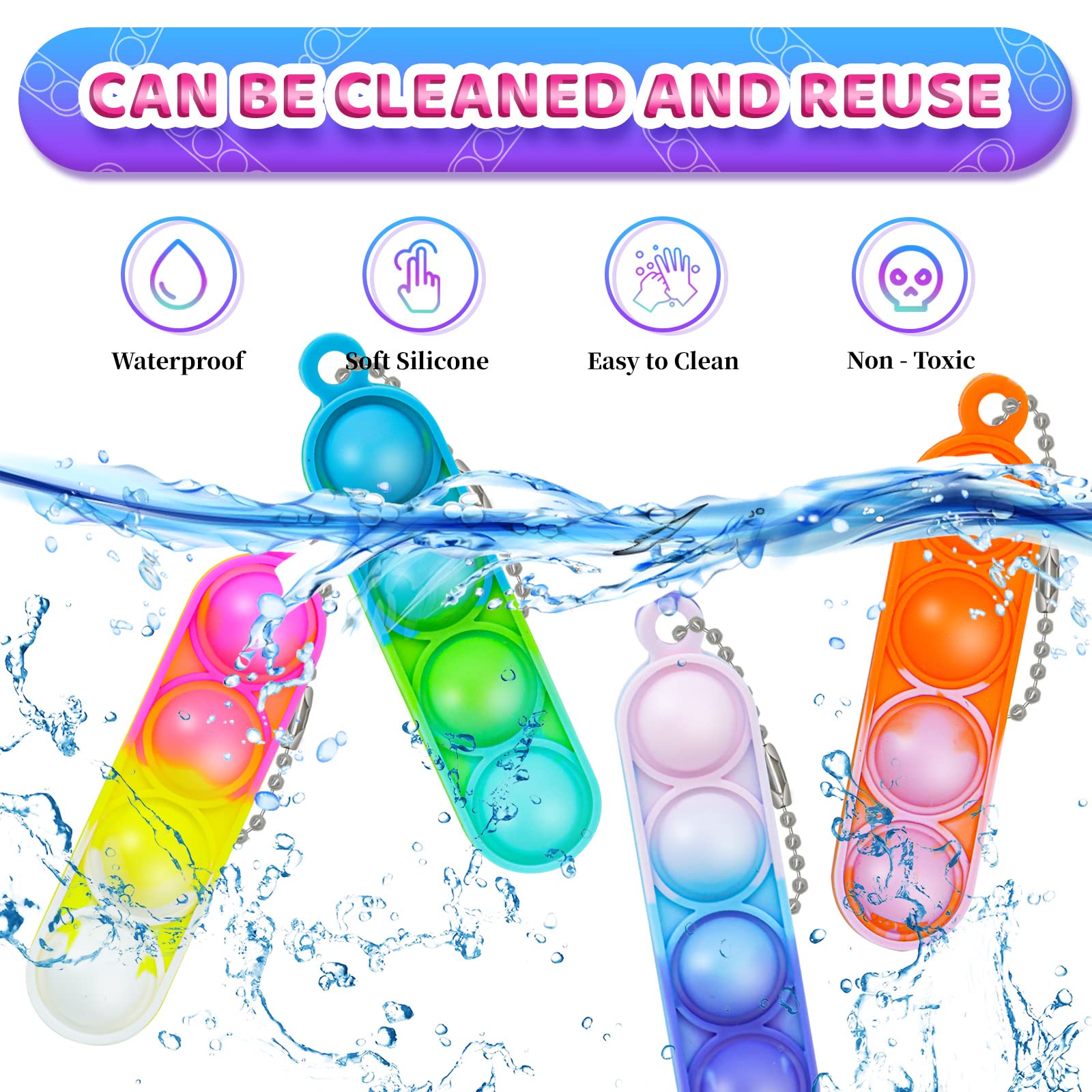 130Pcs Fidget Toys Bulk Halloween Party Favors for Kids Mini Pop Keychain Sensory Toys Stocking Pinata Stuffers Birthday Carnival Treasure Classroom Prizes Toddler Toys Fidget Pack Stress Relief Toys 2