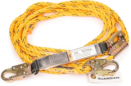 Guardian 01320 50 ft Vertical Lifeline Assembly VLA with Adjustable Rope Grab and Shock Absorber | OSHA Compliant
