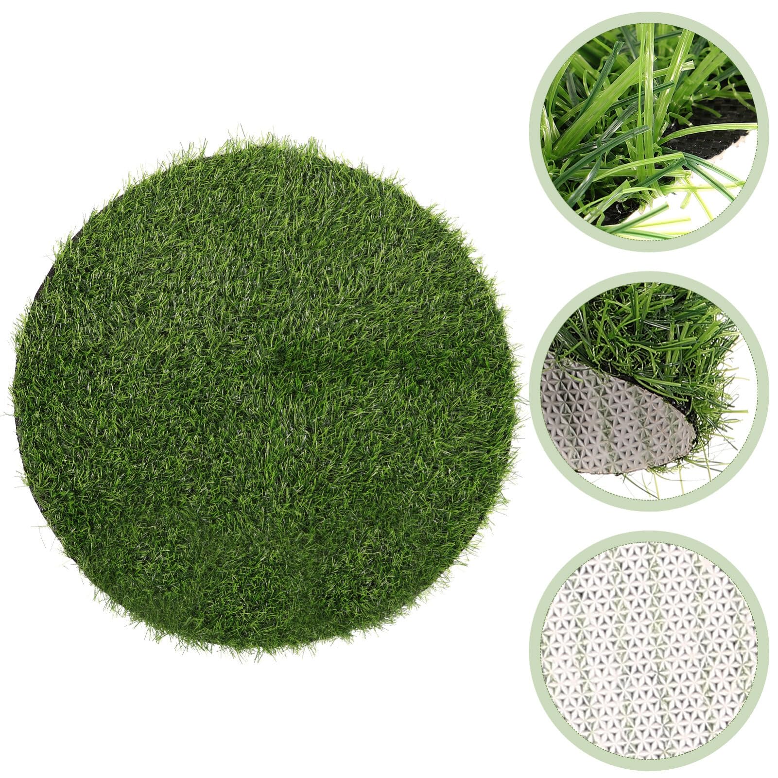 Kunstrasenmatte Rund BESPORTBLE - 40x40cm Grasfliese Für Garten, Balkon \u0026  Partydeko Terrasse Deko, image size:1601x1601