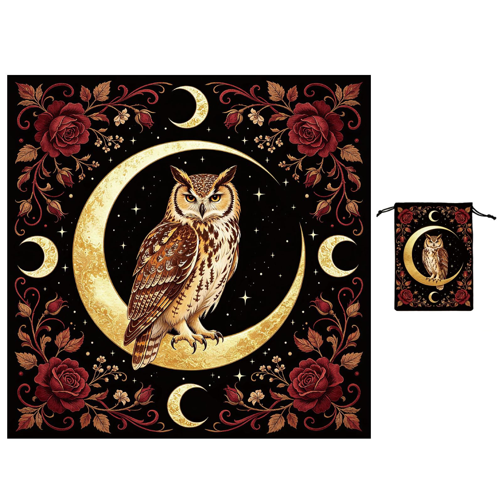 Toile de tarot hiboux pour protéger vos cartes de divination de l'usure