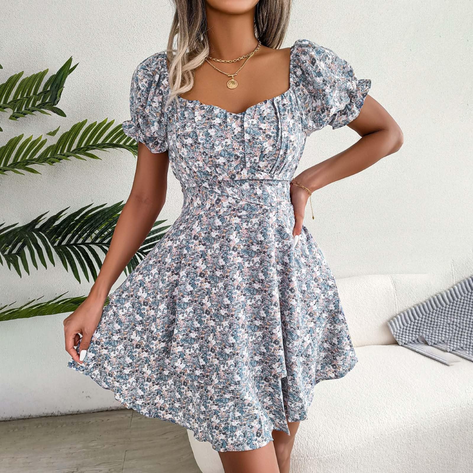 Vestido De Flores Mujer Sin Mangas Cuello En V Falda Larga Estampada De Tirantes Playa Vestido De Bohemio Elegante Vestido Viaje Vacaciones Oficina Informal