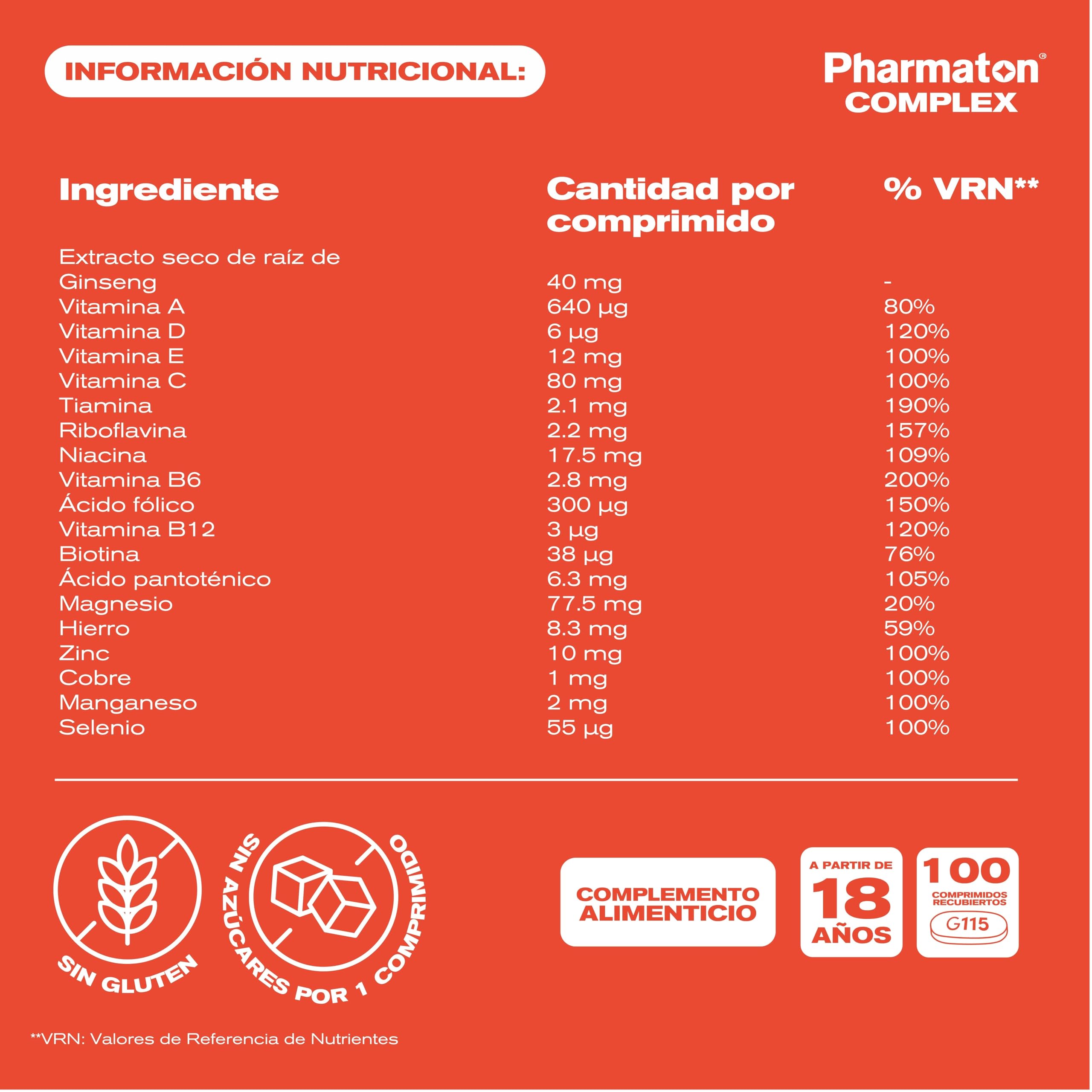 Pharmaton Complex - Multivitamínico con Ginseng G115-200 Comprimidos - Energía Física y Mental - Vitaminas para el cansancio