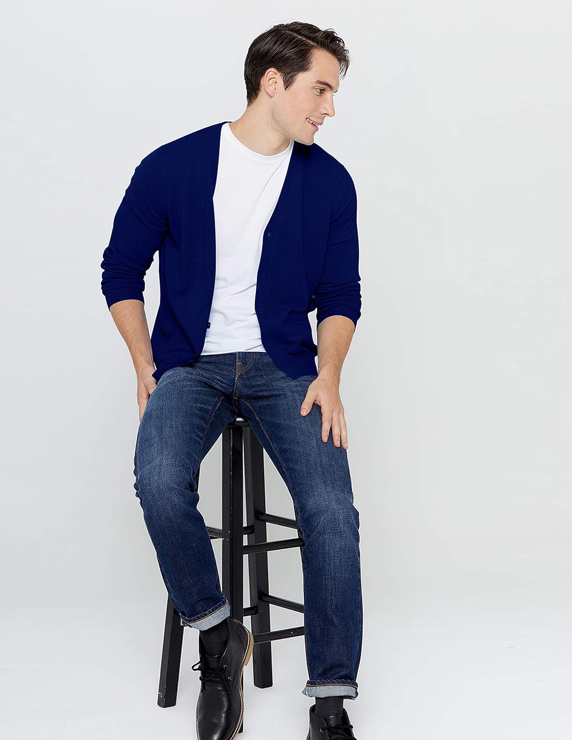 State Cashmere Men's 100% Pure Cashmere Button Front Long Sleeve Cardigan Sweater - Image 5