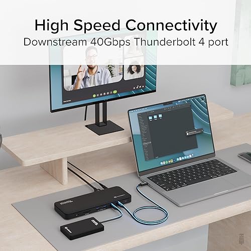 Miniatura 4 de Plugable Base Thunderbolt 4 con carga de 100 W, certificado Thunderbolt, estación de acoplamiento para laptop Monitor dual Single 8K o Dual 4K HDMI