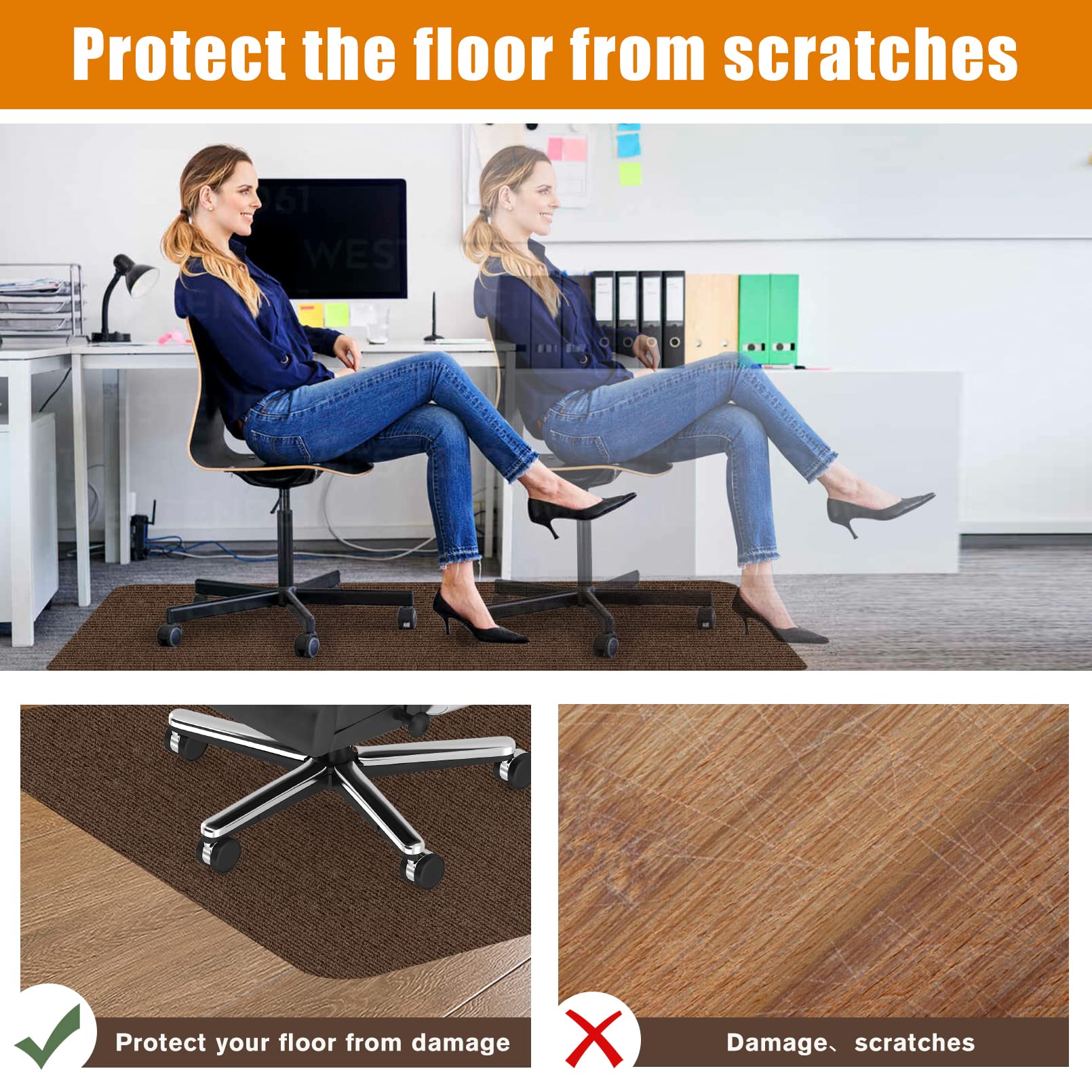 Tapete Para Silla De Oficina Para Suelo De Madera Dura Y Azulejos, Tapete Para Silla Rodante De Juegos De Computadora De 55 X 35 Pulgadas, Alfombra De Pelo Bajo Debajo Del
