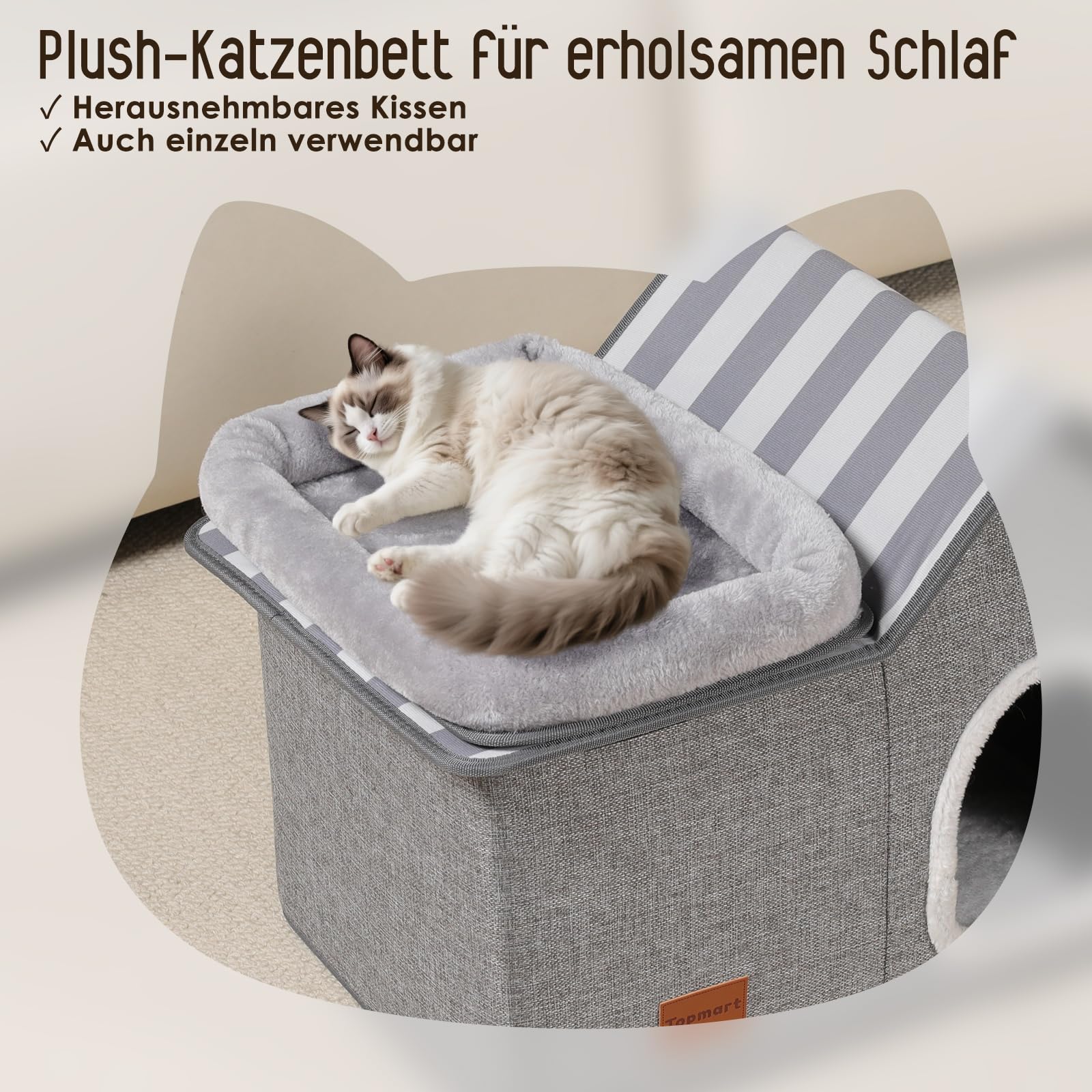 Doppelstöckiges Katzenhaus für Innen, 51 x 39 x 41 cm