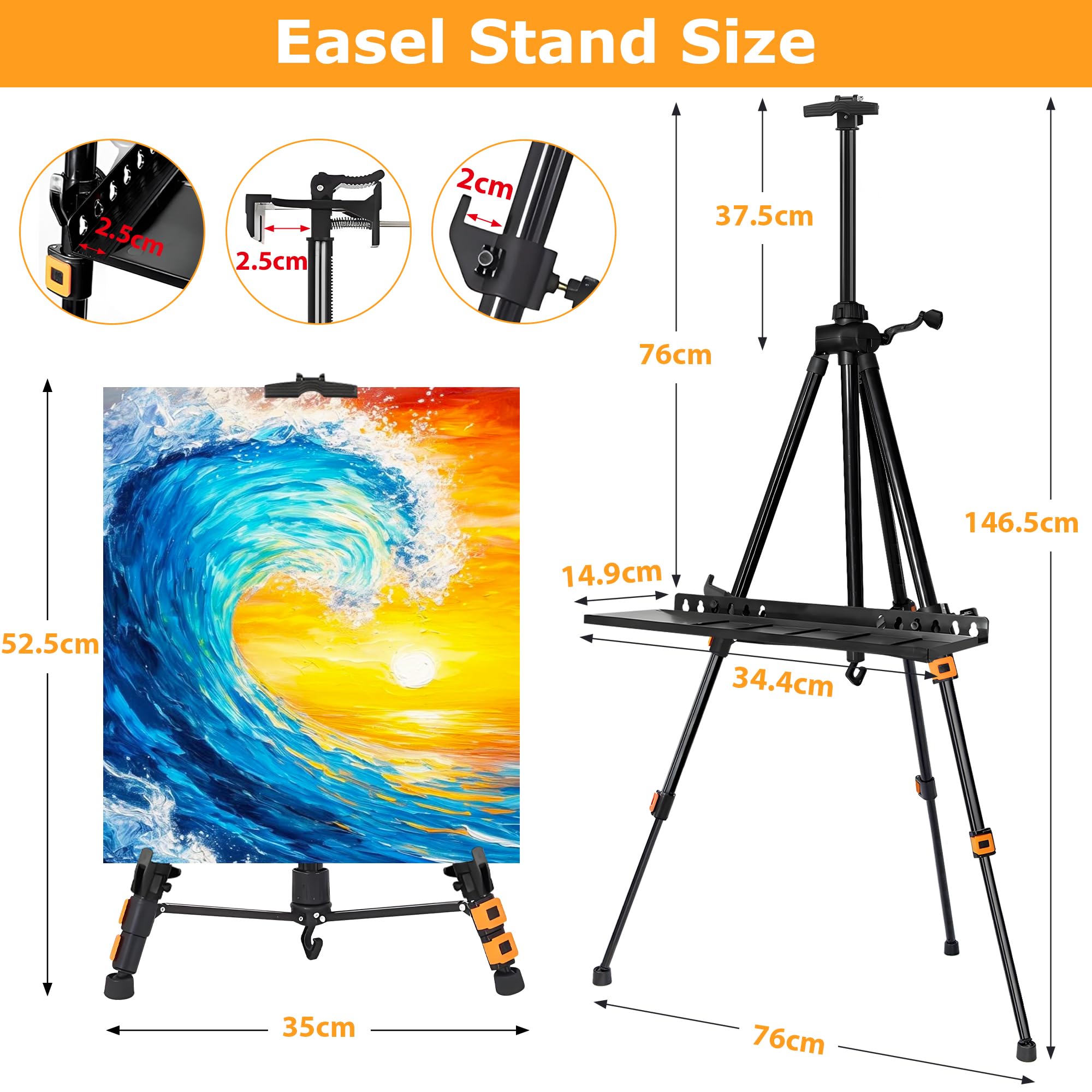 VAIIGO Easel Stand for Painting & Display, Artist Easel, Adjustable Floor & Tabletop Painting Display Easel - Image 3