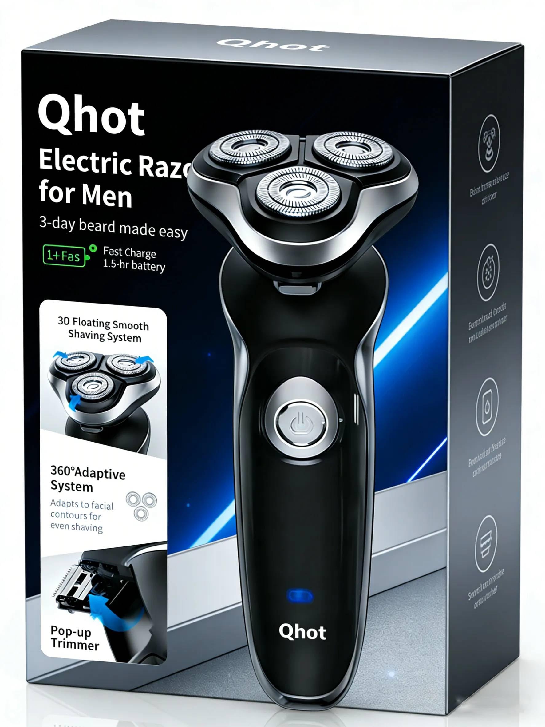 Electric Razor for Men, 2025 Upgraded Mens Cordless Electric Razors Beard Shavers for Men Face 3 in 1 Waterproof Rotary Shavers, Wet Dry Use(S3)