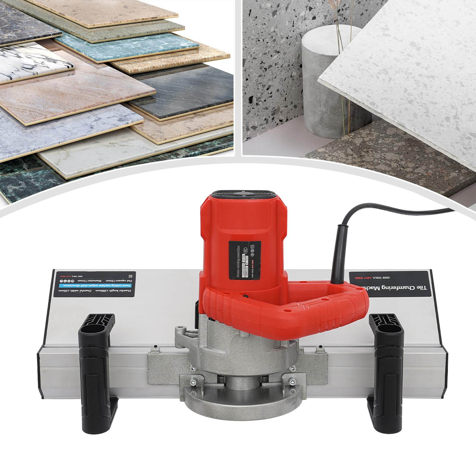Tagliapiastrelle elettrico da 1200 W, lama da 116 mm, piastra in alluminio e pompa dell'acqua da 12 V, tagliapiastrelle professionale a 43 gradi, per un taglio preciso di piastrelle e ceramica