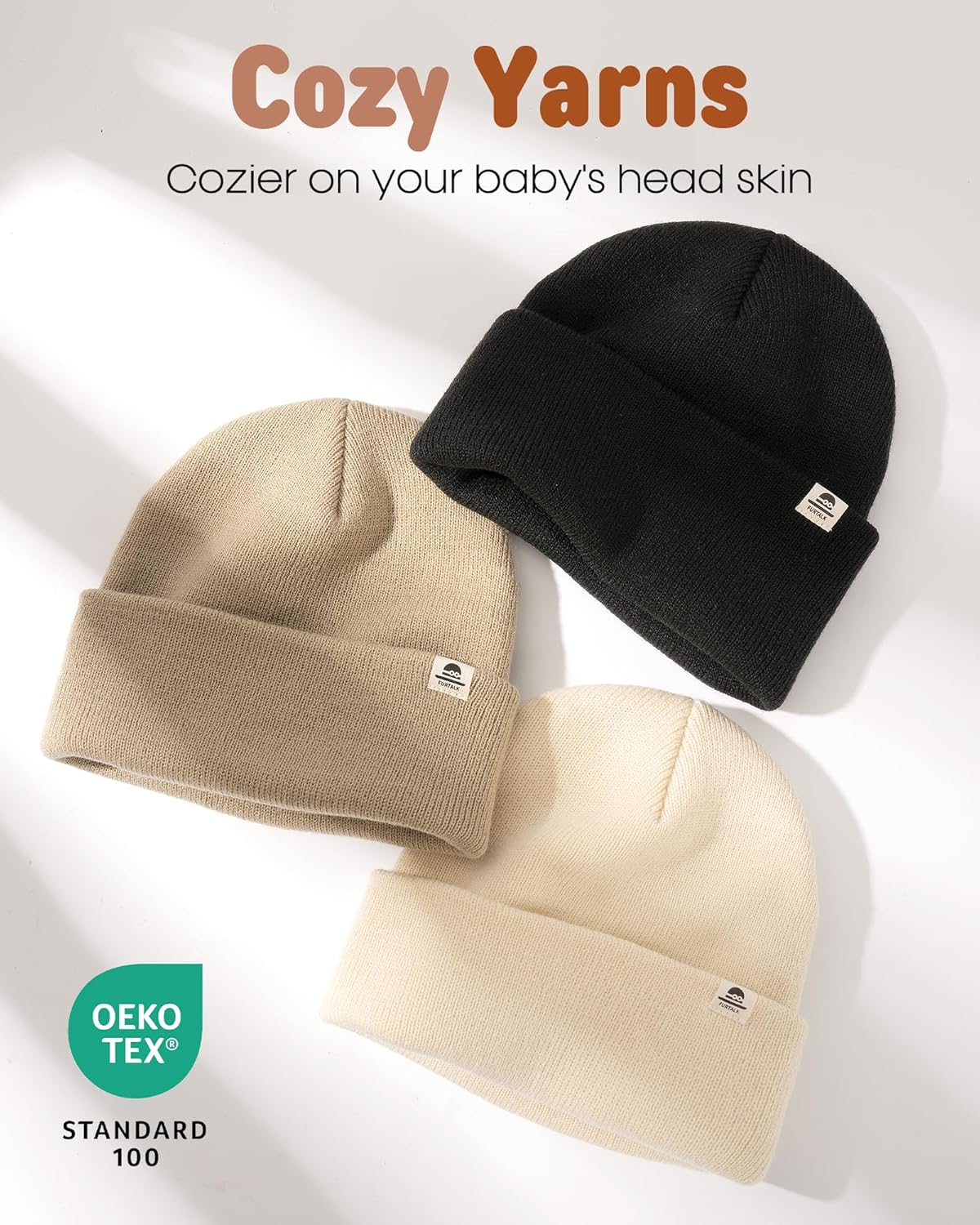 FURTALK Baby Beanie Knit Winter Hats 3 Pack for Infant Toddler Kids Skull Caps - Image 6