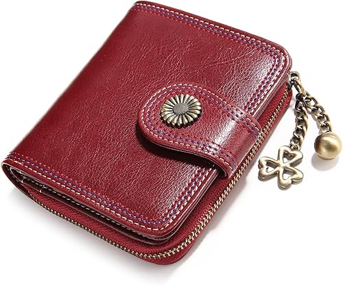 Cartera de cuero para mujer, pequeña, plegable, con bolsillo, con cremallera, diseño de nicho, monedero, bolso de embrague, tarjetero con ventana de