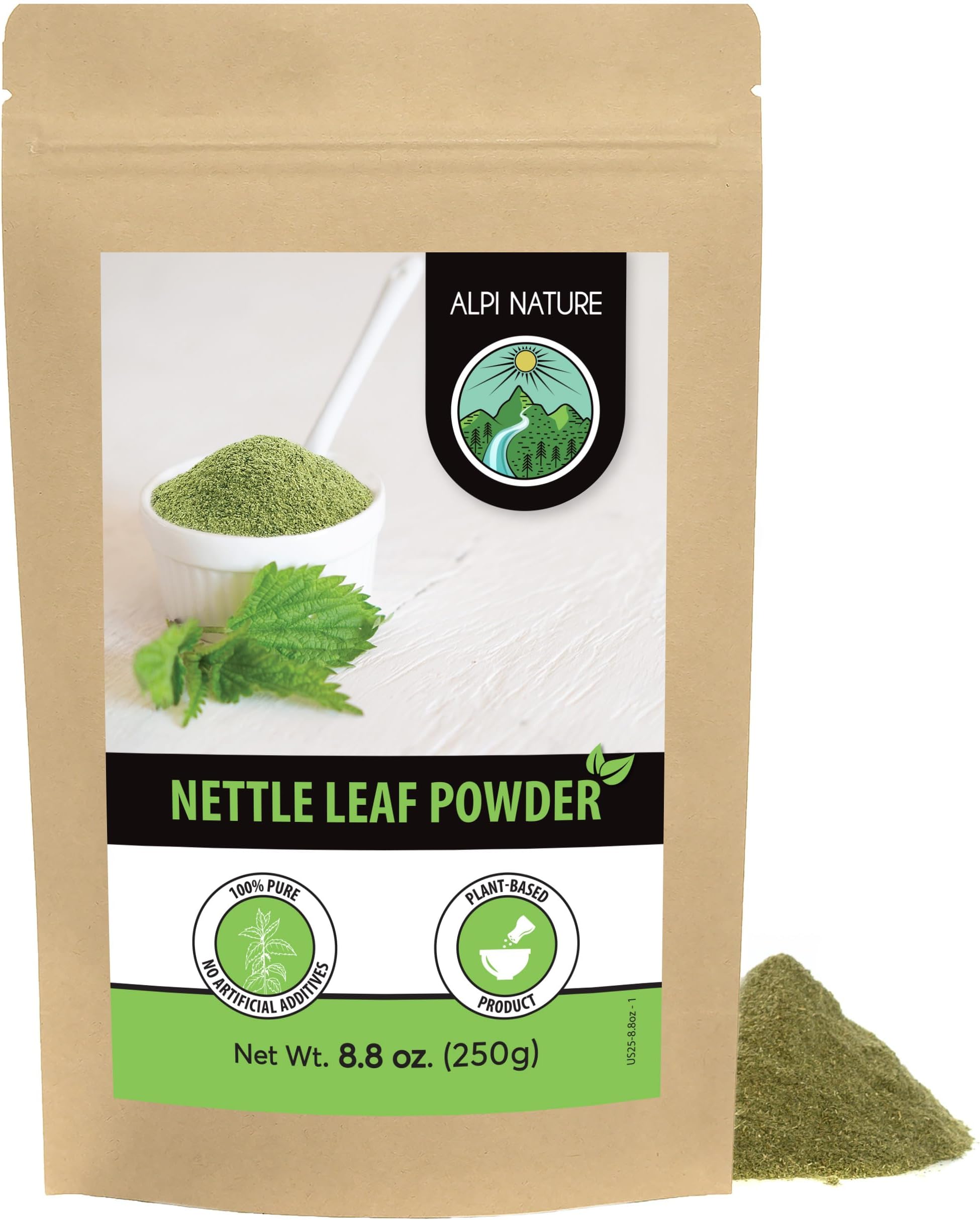 Alpi Nature Nettle Powder (250g, 8.8oz), Stinging Nettle, 100% Natural, Gently Dried and Ground, No additives, Vegan, Nettle Leaves Ground