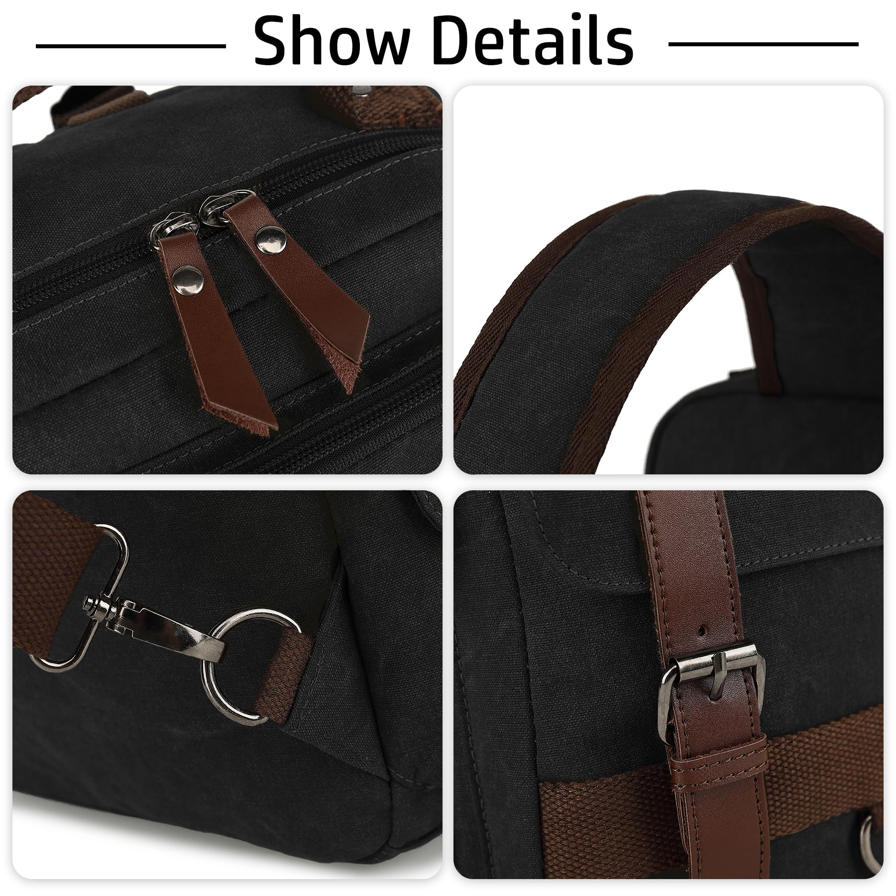 Bandolera vintage, mochila de lona para viajes, bolsa de hombro para hombre, bolsa de doble uso para llevar de mano y llevar cruzado