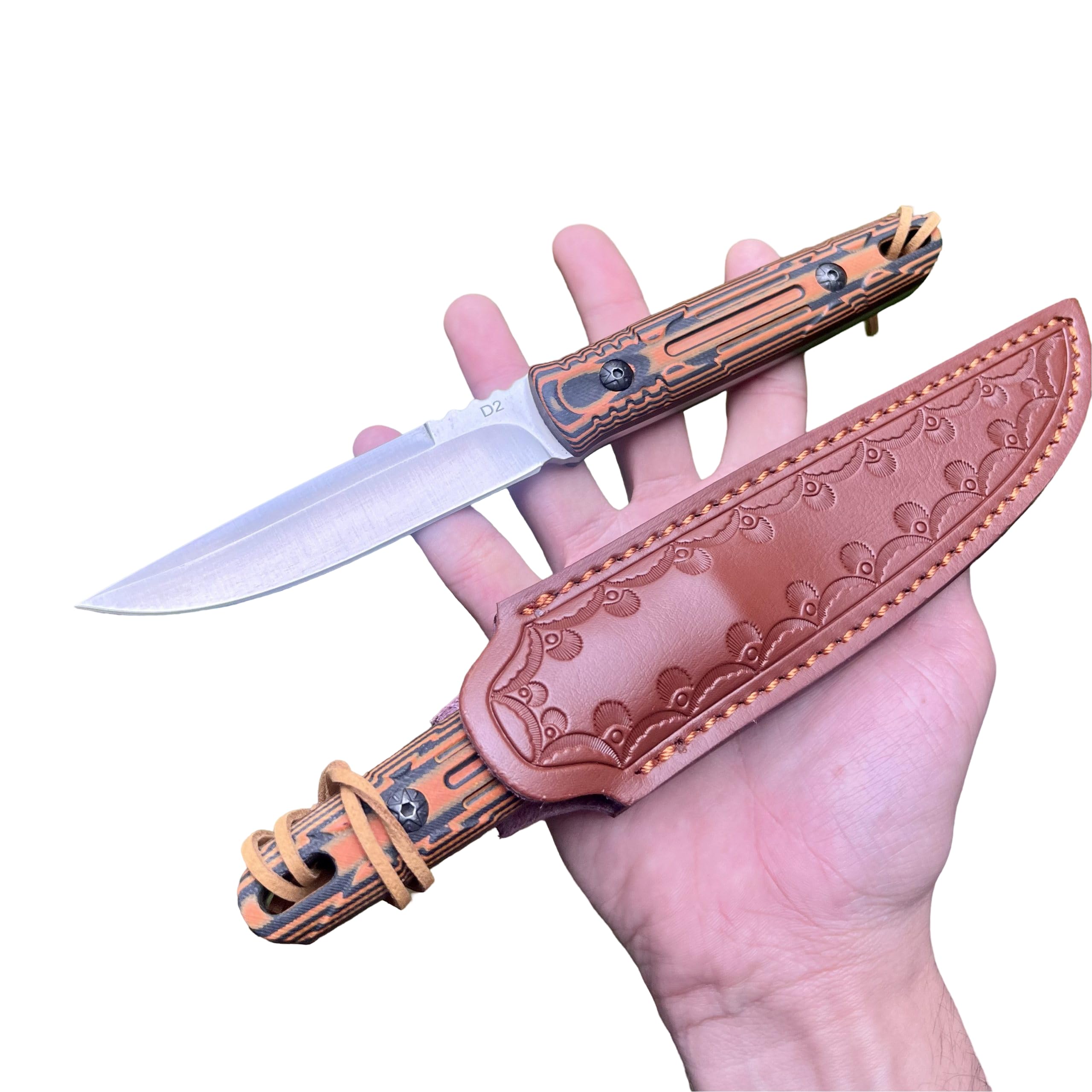 Coltello lama fissa acciaio D2 alta qualità sopravvivenza campeggio affilato fodero cuoio vegetale manico G10 Micarta collezione regalo uomo pesca full tang point robusto EDC bushcraft lusso solido