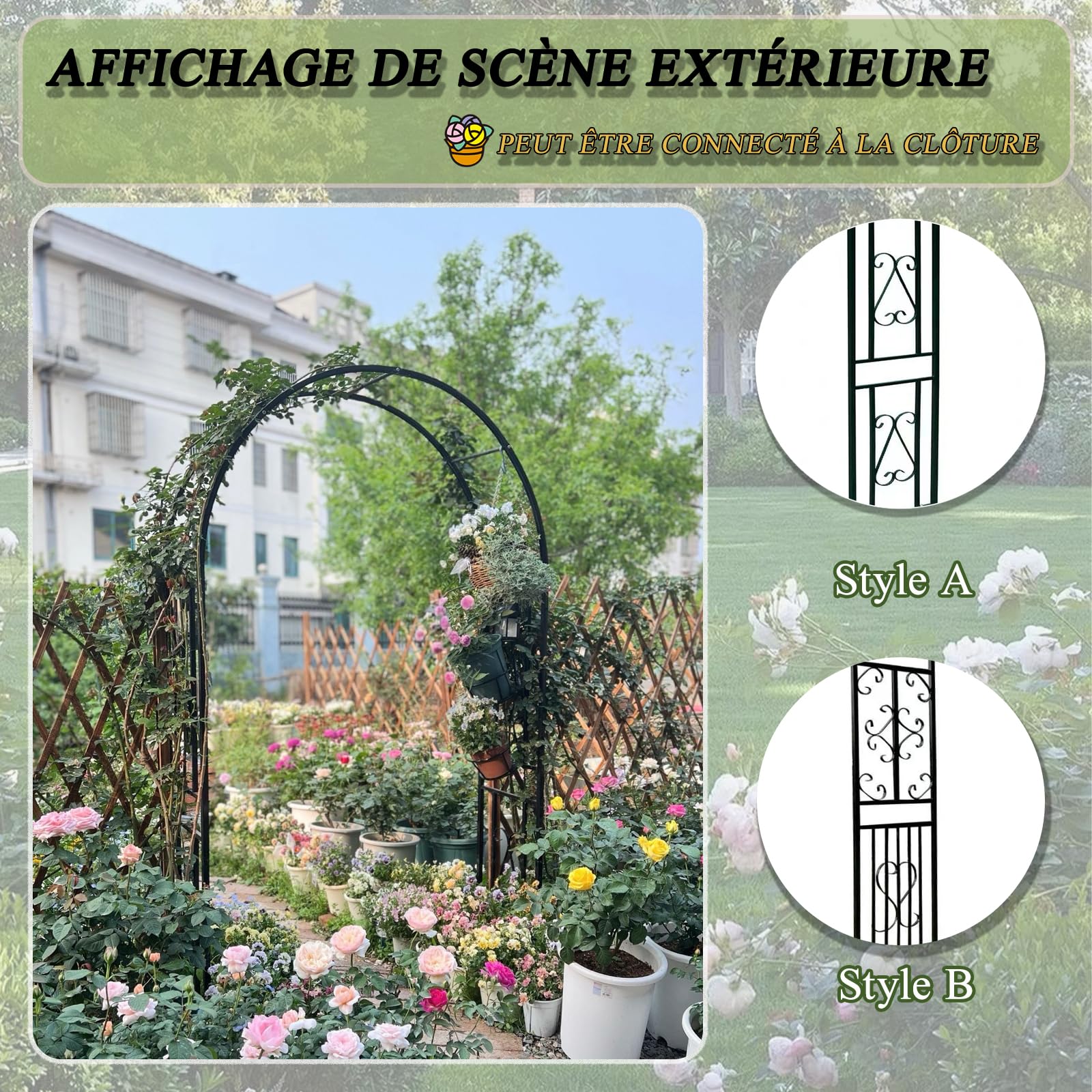 Gartenpavillon aus weißem Metall, eleganter Kletterpflanzenbogen für Hochzeiten und Outdoor-Dekoration, verstärktes flaches Design, L300 x B40 x H230 cm, romantische Gartenstruktur