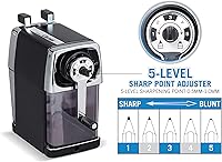 Vista 4 de CARL CC-2000 (RED) Sacapuntas resistente – Manivela manual totalmente metálica para aula, hogar y arte – Puntos afilados de precisión, resistente a