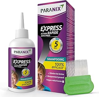 Paranix EXPRESS 5 minutes - Shampooing Anti-Poux et Lentes 100% efficace* : traite et protège – 300 ml – Peigne fin en métal inclus
