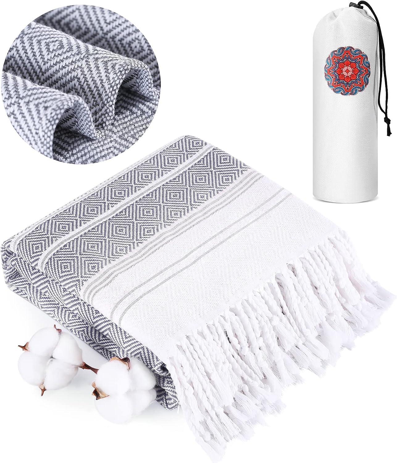 Herla Cotton Turkish Beach Towels Quick Dry Sand Free Oversized Bath Pool Swim Towel Extra Large Xl Big Adult Travel Essentials Cruise Accessories Must Haves Clearance Vacation Stuff Necessities