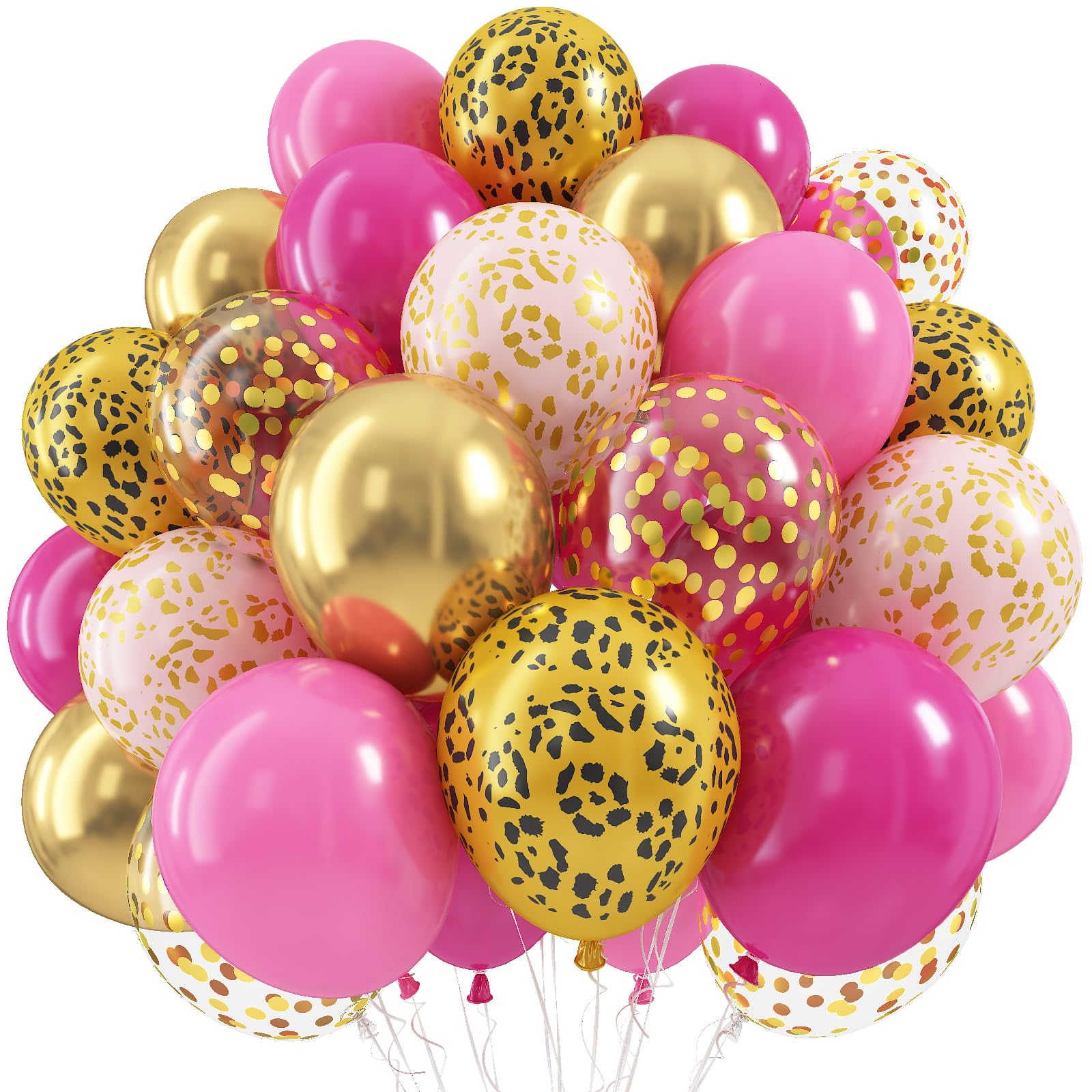 Photo 1 of Hot Pink Cheetah Balloons, Pastel Pink Metallic Gold Leopard Print Balloons & Confetti Balloon, Jungle Animal Balloon Cheetah Decorations for Girls Birthday Bachelorette Party Safari Baby Shower Decor
