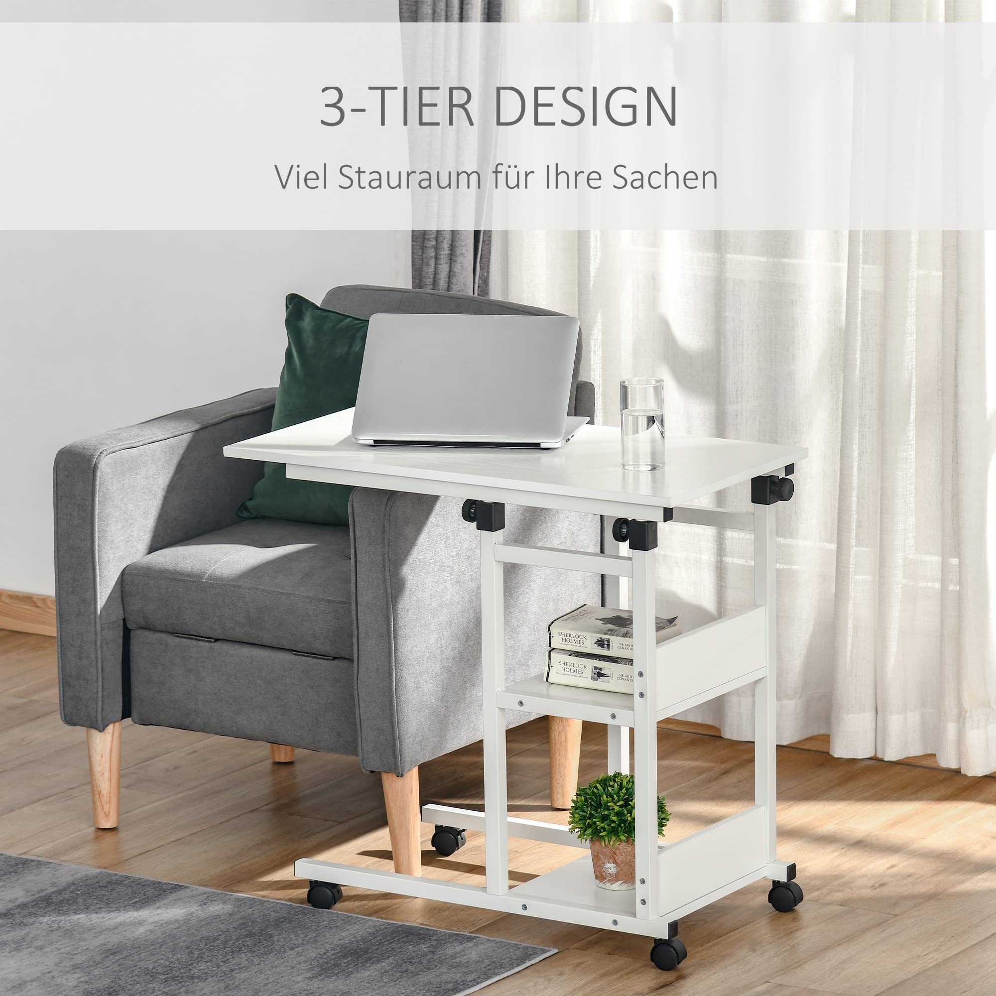 HOMCOM Nachtkastje Met Lade En Plank, Opbergruimte En Metalen Poten Voor Slaapkamer Woonkamer Wit~1rj0ip4t1r000