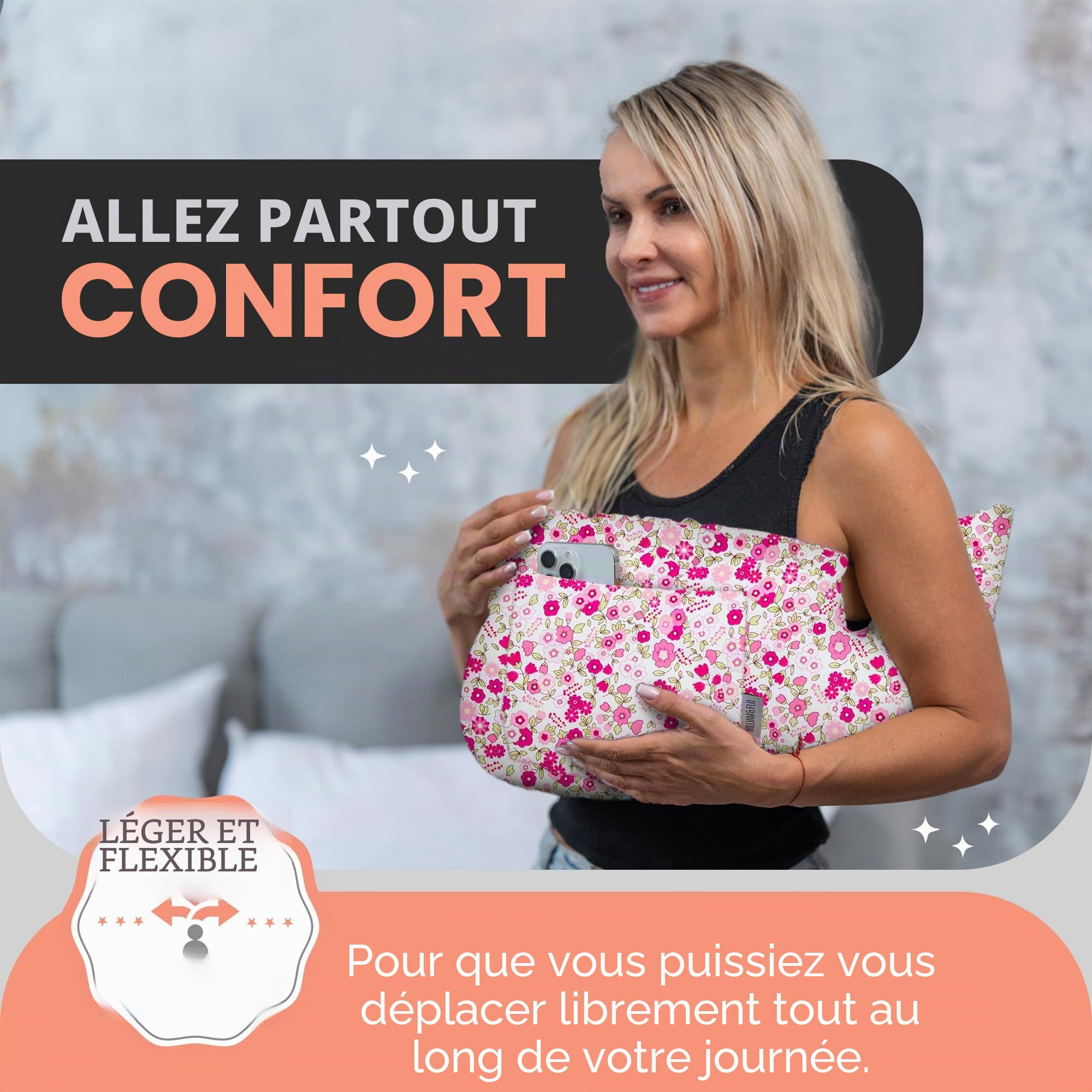 Oreiller post-mastectomie après opération du cancer du sein, césarienne ou réduction mammaire, accessoire post-chirurgical abdominoplastie, oreiller ceinture de sécurité, cadeau pour femme, fleur rose