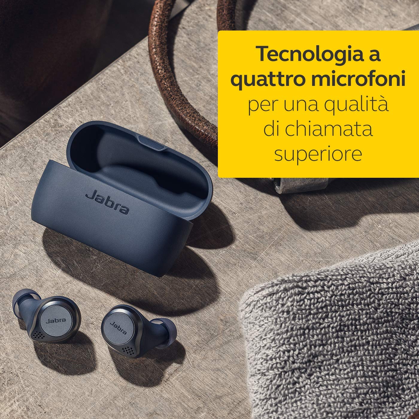 Jabra Elite Active 75t Auricolari, Cuffie per lo sport True Wireless con cancellazione attiva del rumore e batteria a lunga durata per chiamate e musica, Blu marino