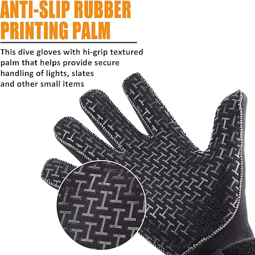 Miniatura 2 de Guantes de agua de neopreno de 0.197 pulgadas con correa ajustable para la muñeca para canoa sobre hielo, natación, kayak, pesca submarina y esquí