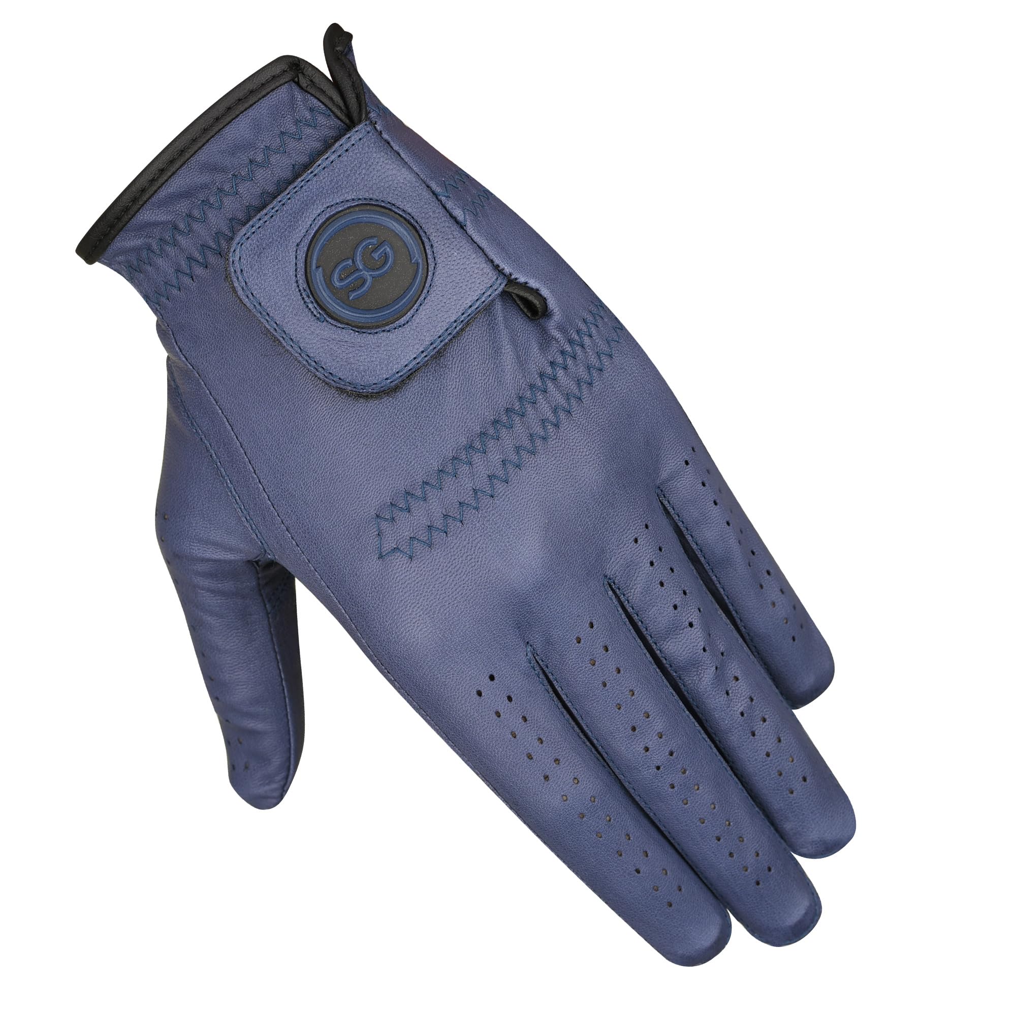 SAGE GEAR Men Premium Blue Cabretta Leather Golf Gloves for All Weather Conditions - For Both Left and Right Handed Golfers - Multiple Qty Packs (XL - One Glove), Worn on Right Hand