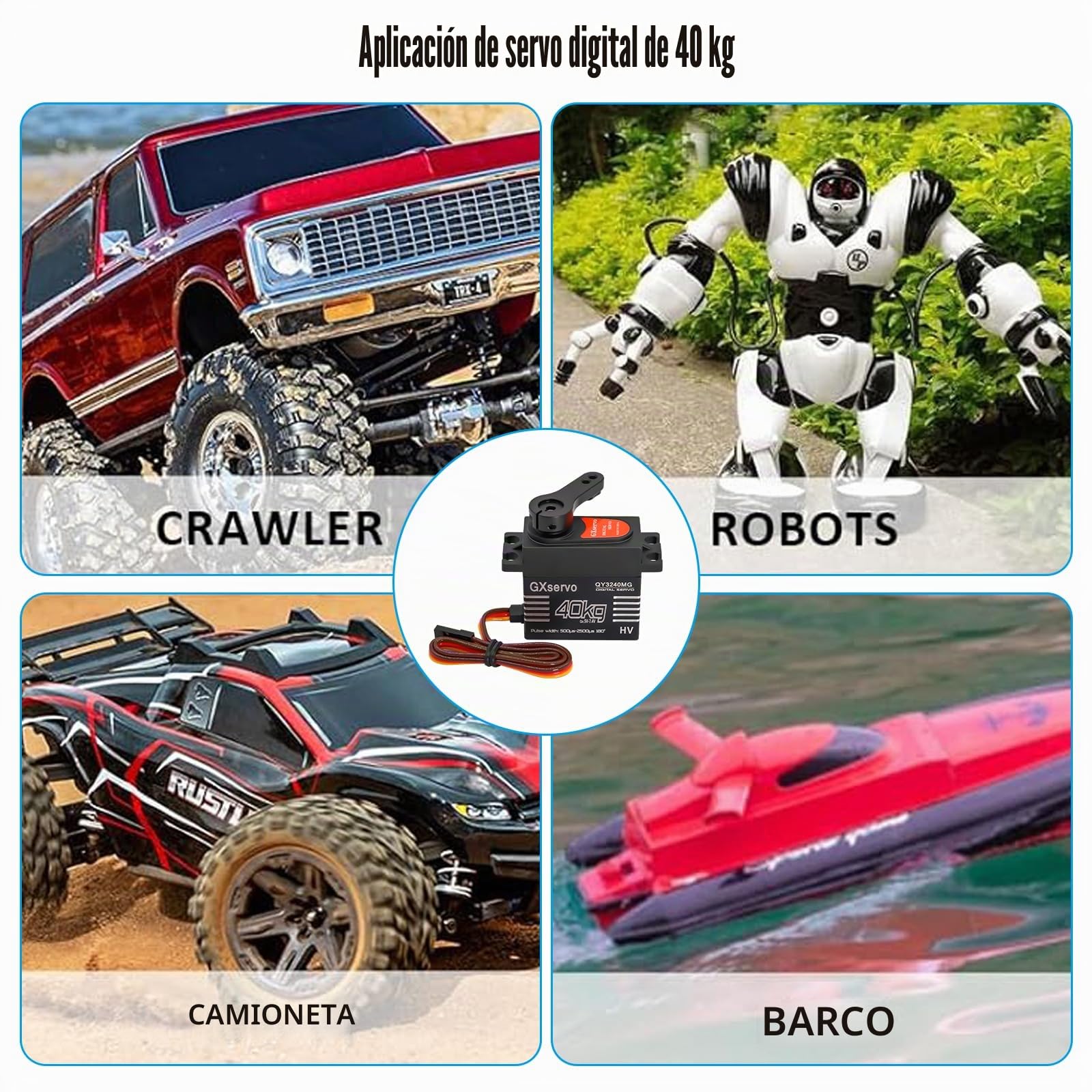 RC 40KG Motor Servo Binghe 2 Piezas 40KG Digital Servomotor Metal Servo Digital de Par Grande con Engranaje de Metal Servomotor para 1/8 1/10 RC Car Helicóptero Robot Compatible con Arduino