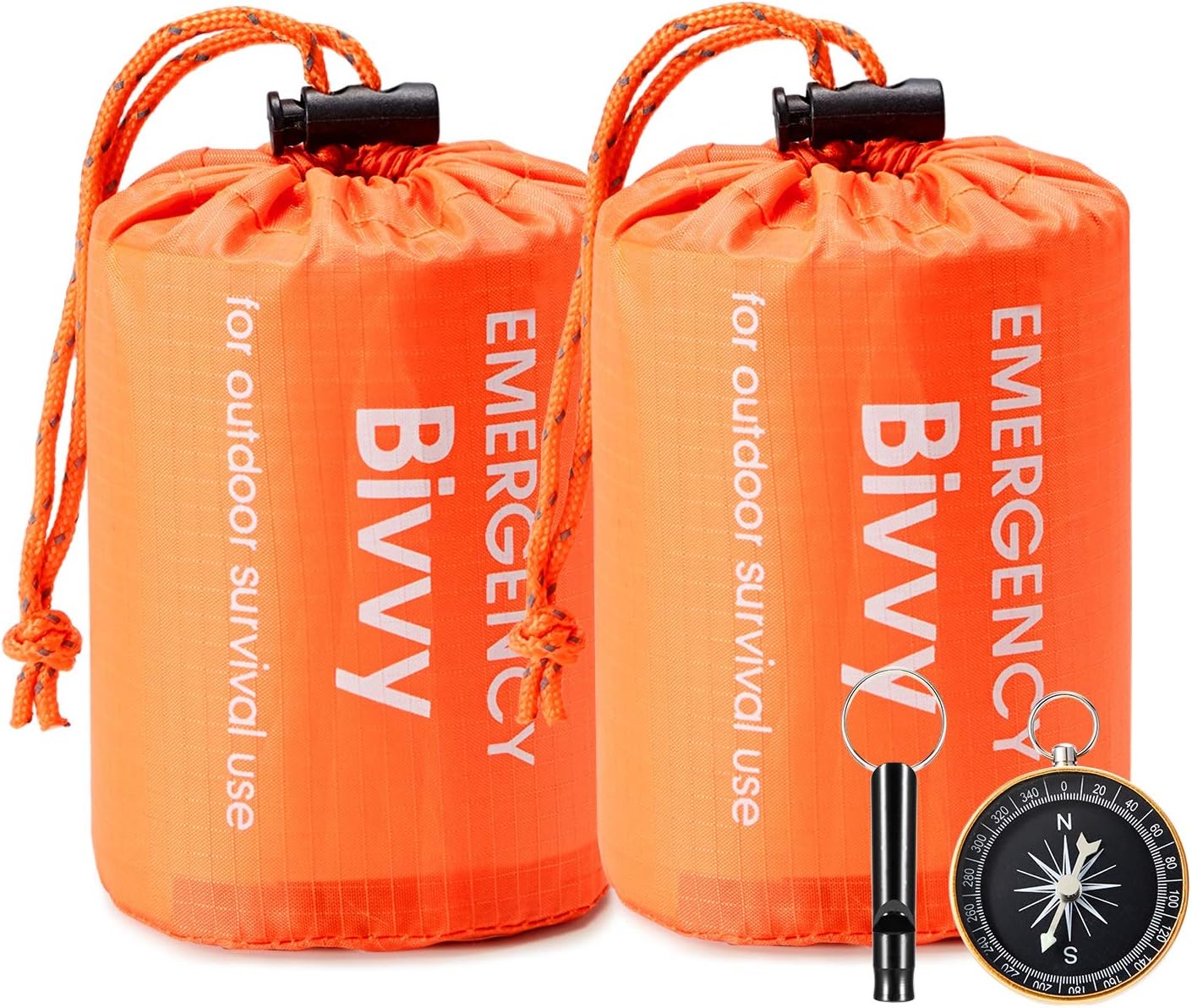 Esky Emergency Sleeping Bag, 2 Packs Ultra Waterproof Lightweight Thermal Bivy Sack, Survival Shelter Blanket Bags with Compass and Loud Survival Whistle, Portable Sack for Camping, Hiking, Outdoor : Sports & Outdoors
