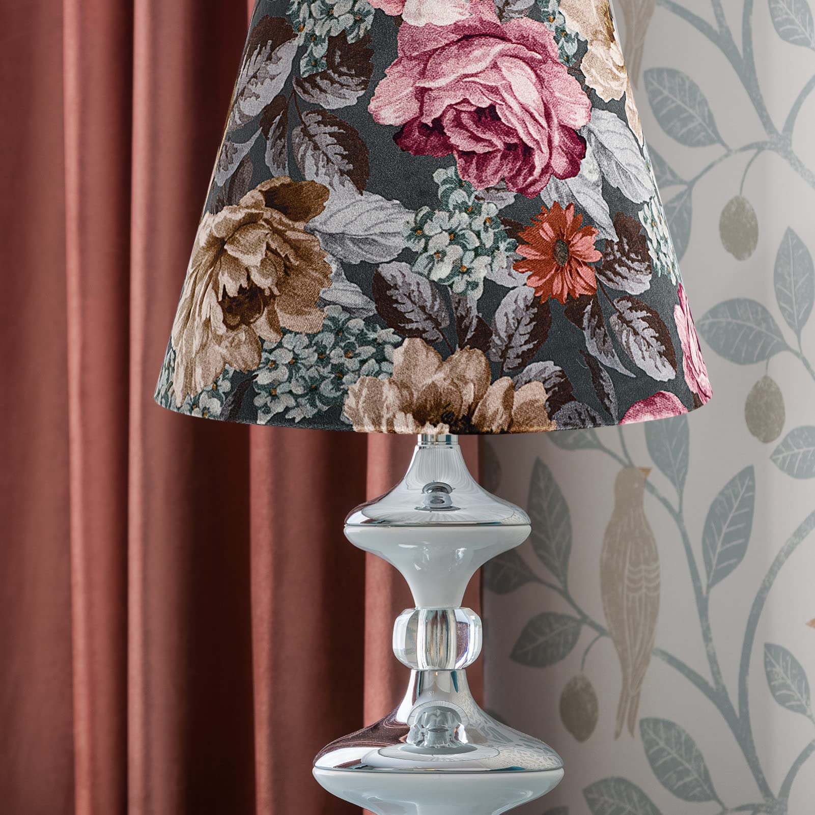 Artibetter Lampenschirm Tischleuchte E14 Leuchter Die Blumen Stoff